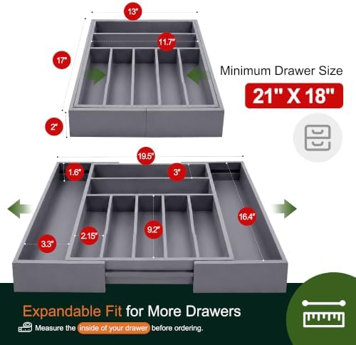 Large Premium Bamboo Silverware Organizer - Image 2