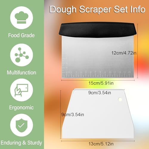 4 Pcs Bench Scraper, Dough Scraper, Versatile Kitchen Scraper Set - Image 3