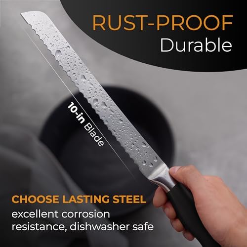 Orblue Bread Knife, 10-Inch Serrated Stainless Steel – Ultra Sharp - Image 2