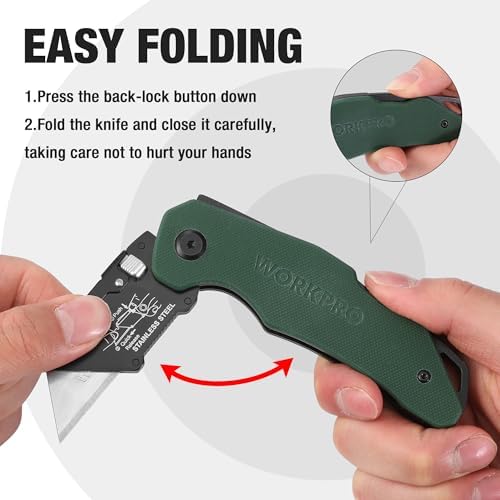 WORKPRO Folding Utility Knife G10 Handle - Image 3