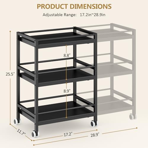 3-Tier Expandable Rolling Pantry Organizers and Storage Cart - Image 2