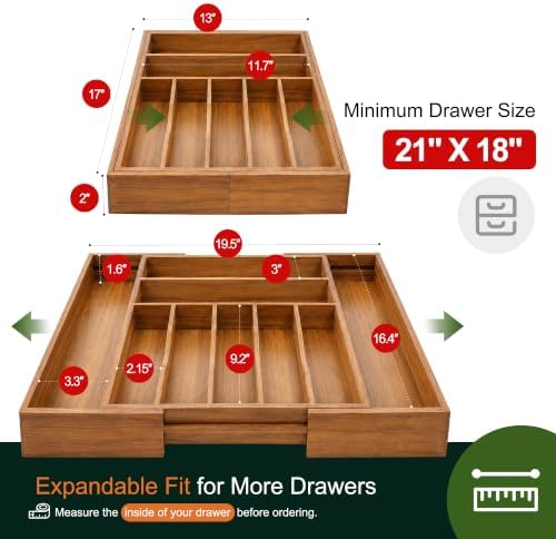 Large Premium Acacia Silverware Organizer - Image 2