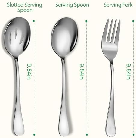 6 PCS Serving Spoons Set, Includes 2 Spoon/Slotted/Forks - Image 2