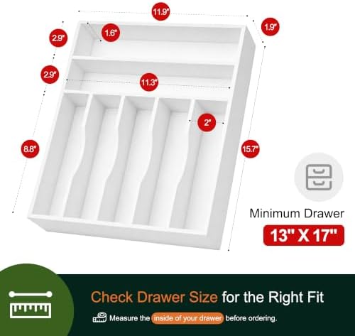 Kitchen Bamboo Silverware Organizer, Kitchen Drawer Organizer - Image 2