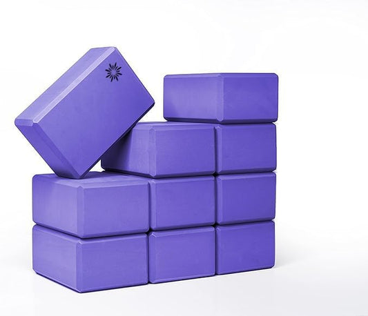 Sunshine Yoga 4" Yoga Block, 10 Pack Bulk EVA Foam Yoga Blocks, Firm and Supportive Yoga Brick, Balance Foam for Stretching, Pilates, and Workout, 4" x 6" x 9"