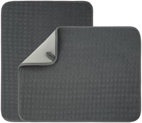 2 Pack Microfiber Dish Drying Mat, Dark Gray by VESHE