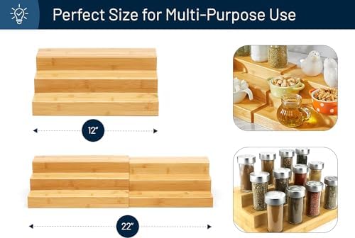 Bamboo Expandable Spice Rack Organizer, 3-Tier Adjustable - Image 3