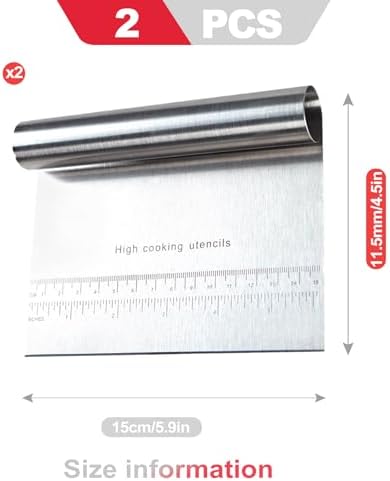 2 Pack Stainless Steel Dough Scraper and Dough Scrapers Set, or Baking Pastry - Image 2