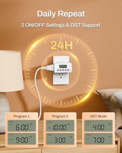 BN-LINK Indoor 24H Programmable Digital Timer Outlet, Slim 1 Outlet, 4 Pack - Image 2