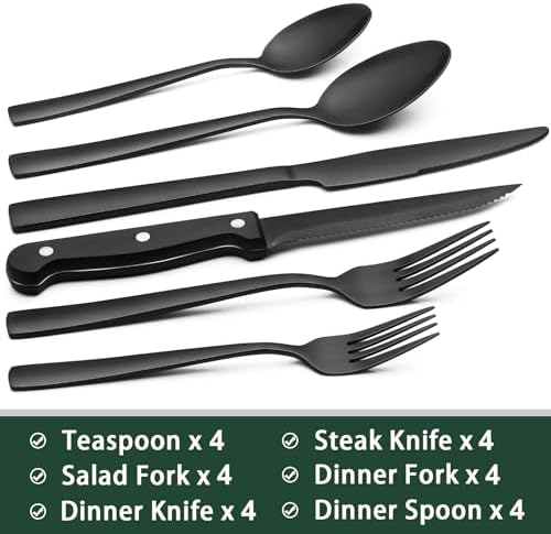 EWFEN 24-Piece Black Silverware Set - Image 2