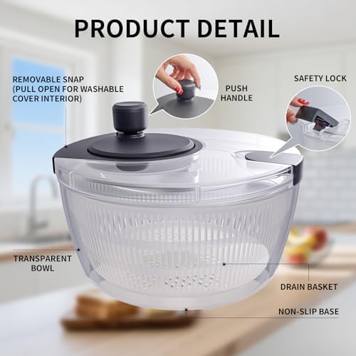 4.2QT Medium Salad Spinner, Vegetable Washer - Image 3