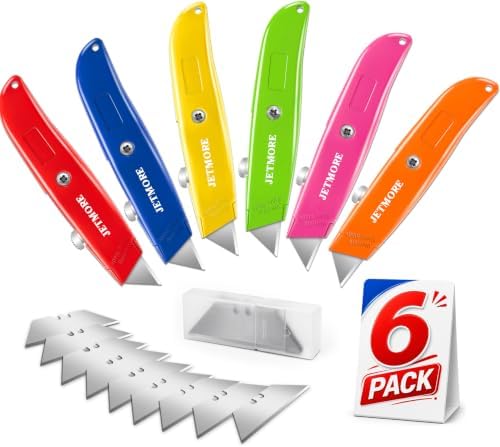 JETMORE 6 Pack Box Cutter Retractable Razor Knife Utility by Jetmore