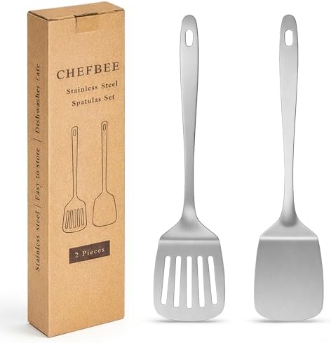 ChefBee 2PCS Stainless Steel Spatula Set, Solid & Slotted Turner by ChefBee