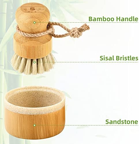 SUBEKYU Bamboo Dish Scrub Brush, Produce Brush, 2 Pack - Image 5