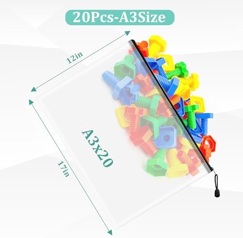 20pcs Mesh Zipper Pouch Bags, A3 Sizes, Zipper Pouches - Image 2
