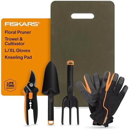 Fiskars 5-Piece Pruner, Cultivator, Gloves & Kneeling Pad Set by Unknown