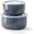 Ceramic Nesting Bowls with Lid, Microwave Safe by Adewnest