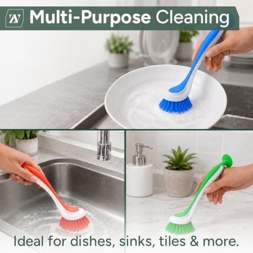 Zuvo Dish Brush Set of 3 with Suction Cup – Dish Scrubber & Cleaning Brush - Image 4