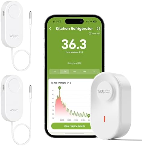 MOCREO WiFi Thermometer Freezer Alarm, Email Alert, App Notification, Data by MOCREO