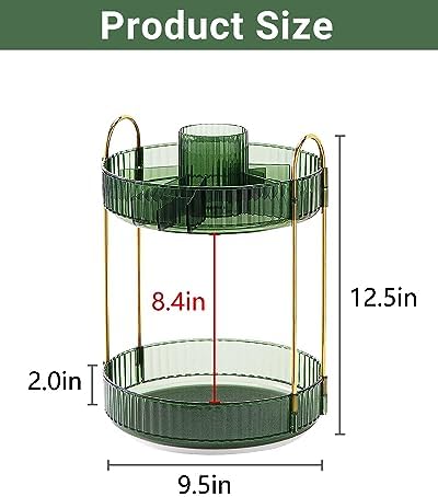 Asayuee 360 Rotating Makeup Organizer, 2 Tier Large Capacity Make Up Organizers - Image 5