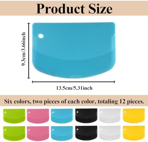 TIESOME 12PCS Dough Scraper, Plastic Thickened Bench Scraper - Image 2