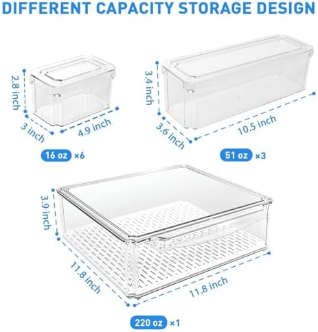 POMEAT 10 Pack Fridge Organizer, Stackable Refrigerator Organizer Bins - Image 3