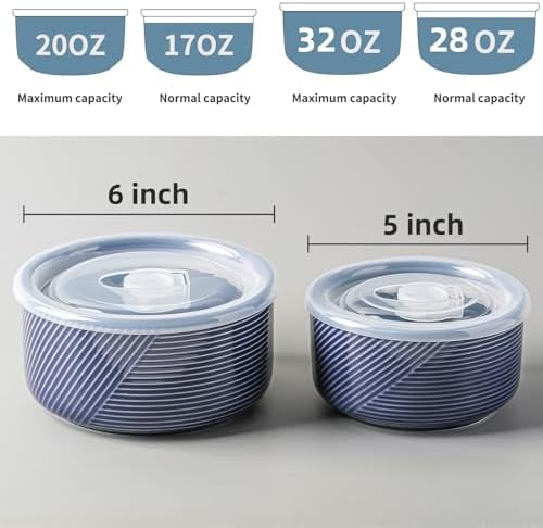 Ceramic Nesting Bowls with Lid, Microwave Safe - Image 2