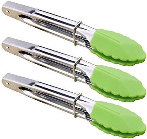 HINMAY 7" Mini Tongs with Silicone Tips by HINMAY