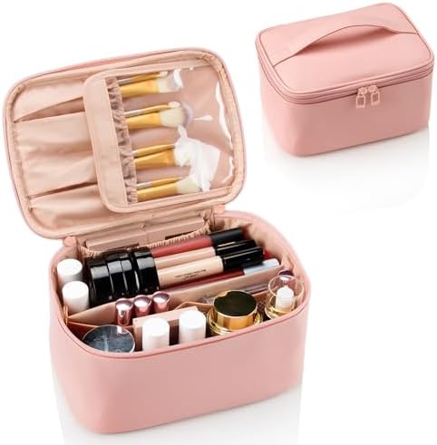 OCHEAL Pink Makeup Bag, Travel Makeup Organizer Bag, Large Capacity Cosmetic by OCHEAL