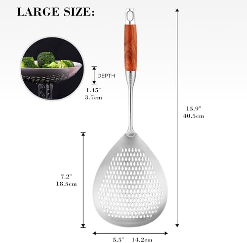 Large Slotted Spoon with Long Wooden Handle - Image 4
