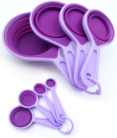 Collapsible Measuring Cups and Spoons Set, Space Saving by Leepiya