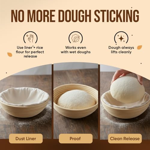 Banneton Bread Proofing Basket Set, 2 x Round 9 Inch Bread Proofing Baskets - Image 5