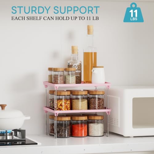 STARLATTA 2 Pcs Cabinet Organizer Shelf，Stackable Kitchen Counter Shelves - Image 4