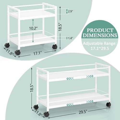 2 Pack 2-Tier Expandable Rolling Pantry Cart - Image 3
