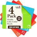 Plastic Cutting Boards for Kitchen, Flexible Mat Set of 4 Thick Large 15x12 by CoolerKitchen