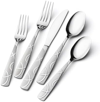 HIKAA 40PCS Stainless Steel Silverware Set, Modern Flatware Set by HIKAA