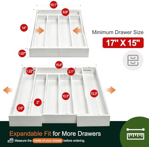 2-Piece Expandable Bamboo Kitchen Drawer Organizer - Image 2