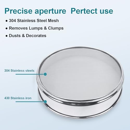 7.9" 304 Stainless Steel Lab Sieve, 132 Mesh Screen Sifter - Image 6
