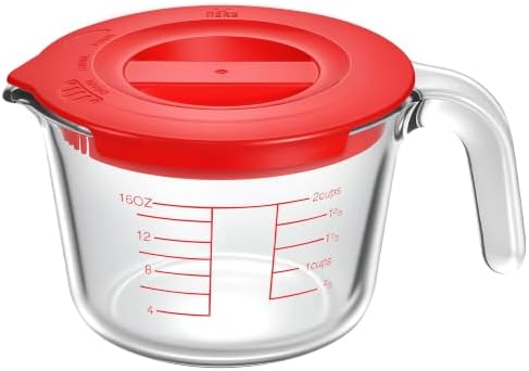Glass Measuring Cups with Lids, 2 Cup （500ML） by Unknown