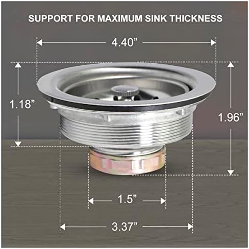 Highcraft 9733 Kitchen Sink Stainless Steel Drain Assembly - Image 3