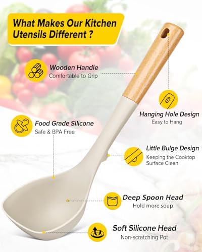 BUNDLEPRO Silicone Soup Ladle and Pasta Spoon Set - Image 2