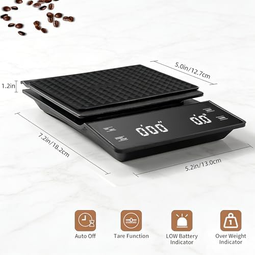 Coffee Scale with Timer, 3kg/0.1g High Precision Espresso Scale, Digital - Image 2