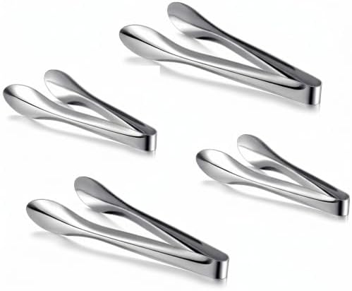 4 Pack Silver Polished Serving Tongs 9 Inch, 12 Inch by Yiyiring
