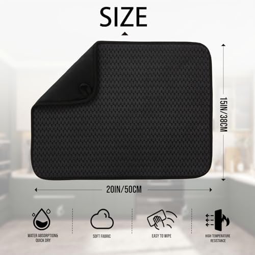 2 Pack Microfiber Dish Drying Mat, Charcoal Black - Image 3