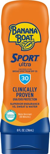 Banana Boat Sport Ultra SPF 30 Sunscreen Lotion, 8oz | Banana Boat Sunscreen SPF 30 Lotion, Oxybenzone Free Sunscreen, Sunblock Lotion, Banana Boat Lotion, Water Resistant Sunscreen SPF 30, 8oz