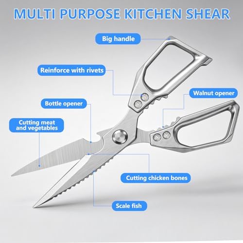 Heavy Duty Kitchen Scissors, Stainless Steel - Image 3