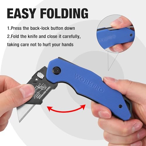WORKPRO Folding Utility Knife G10 Handle - Image 3