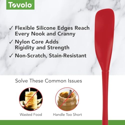 Tovolo Silicone Jar Spatula Long Handled Rubber Scraping Scooping Tool - Image 3