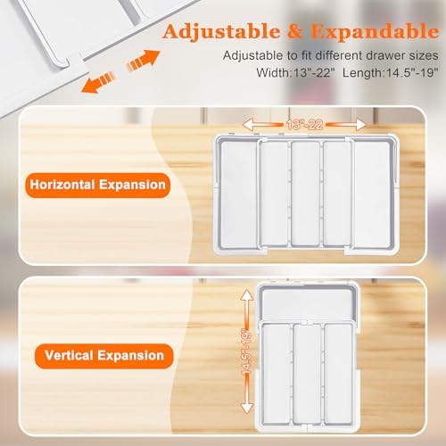 Spaclear Large Utensil Drawer Organizer Expandable Silverware Organizer - Image 5
