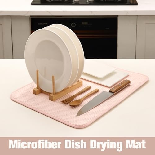 2 Pack Microfiber Dish Drying Mat, Dusty Pink - Image 4